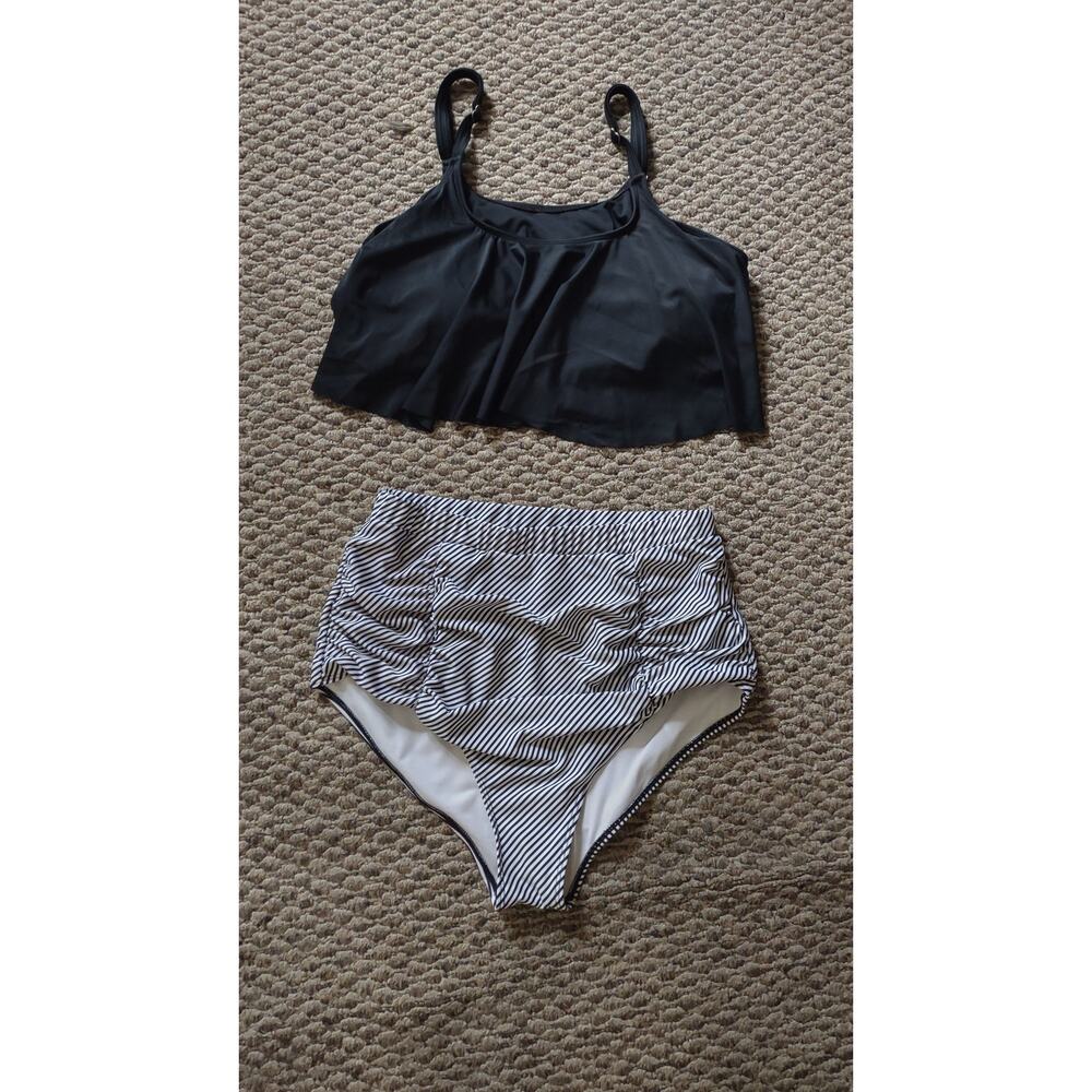 Two piece high waisted bikini swimsuit